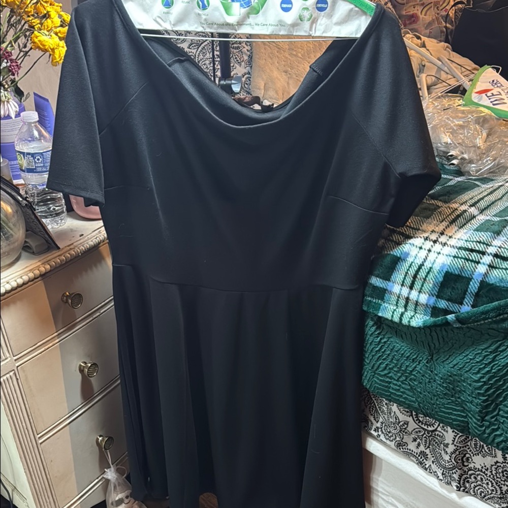 Pink Clove Black Fit and Flare Midi Dress